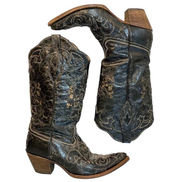CORRAL Embroidered Goat Leather Lizard Inlay Western Boots - Picture 5 of 15